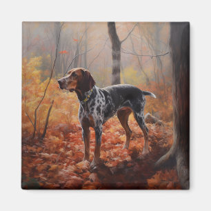 Bluetick Coonhound im Herbstlaubfall inspiriert Magnet