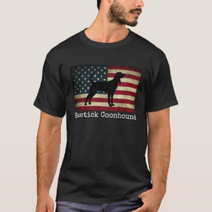 Bluetick Coonhound mit amerikanischer Flagge T-Shirt