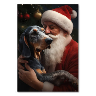 Bluetick Coonhound mit Santa Claus Weihnachten Tischnummer