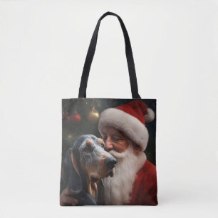 Bluetick Coonhound mit Weihnachten des Weihnachtsm
