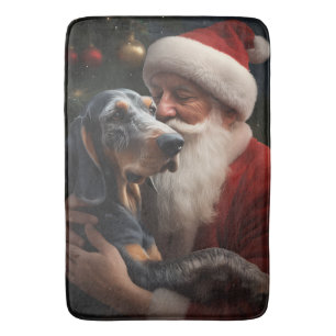 Bluetick Coonhound mit Weihnachten des Weihnachtsm Badematte
