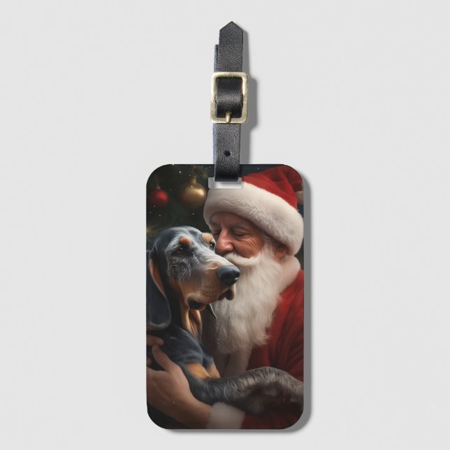 Bluetick Coonhound mit Weihnachten des Weihnachtsm Gepäckanhänger (Vorderseite Vertikal)