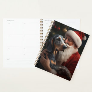 Bluetick Coonhound mit Weihnachten des Weihnachtsm Planer