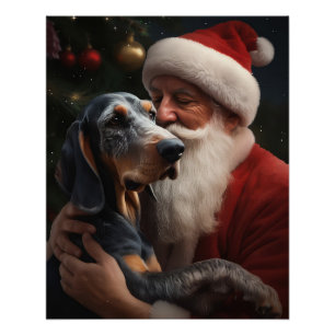 Bluetick Coonhound mit Weihnachten des Weihnachtsm Poster