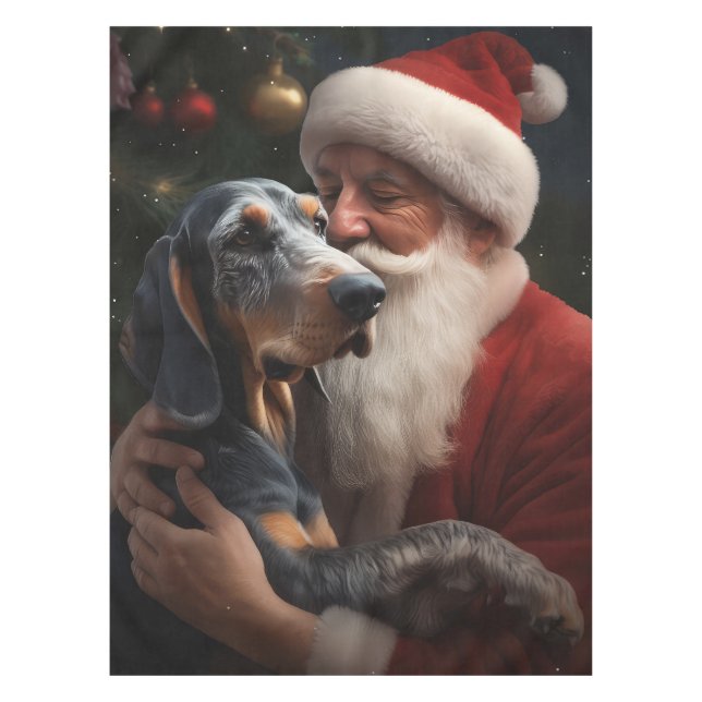 Bluetick Coonhound mit Weihnachten des Weihnachtsm Tischdecke (Vorderseite)