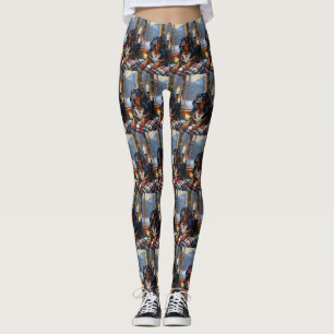 Bluetick Coonhound mit Weihnachtslichtern Feiertag Leggings