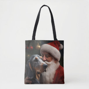 Bluetick Coonhound mit Weihnachtsmann Weihnachten