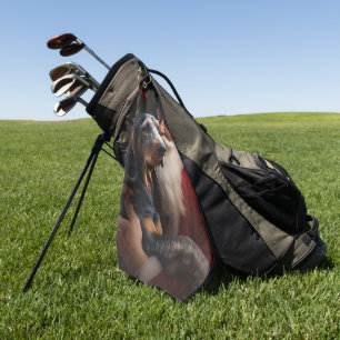 Bluetick Coonhound mit Weihnachtsmann Weihnachten Golfhandtuch