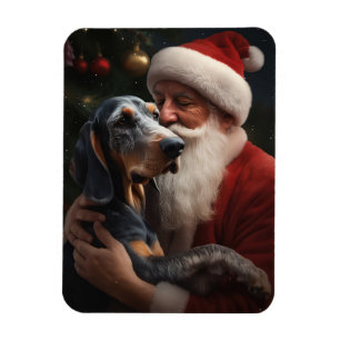 Bluetick Coonhound mit Weihnachtsmann Weihnachten Magnet