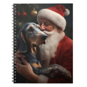 Bluetick Coonhound mit Weihnachtsmann Weihnachten Notizblock