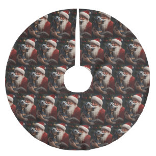 Bluetick Coonhound mit Weihnachtsmann Weihnachten Polyester Weihnachtsbaumdecke
