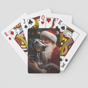 Bluetick Coonhound mit Weihnachtsmann Weihnachten Spielkarten