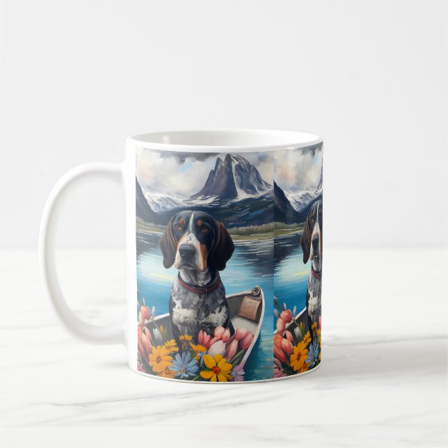 Bluetick Coonhound on a Paddle: Ein Landschaftlich Kaffeetasse (Links)