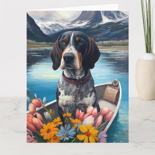 Bluetick Coonhound on a Paddle: Ein Landschaftlich Karte (Vorderseite)