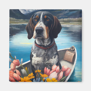 Bluetick Coonhound on a Paddle: Ein Landschaftlich Magnet