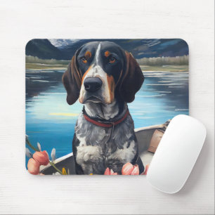 Bluetick Coonhound on a Paddle: Ein Landschaftlich Mousepad