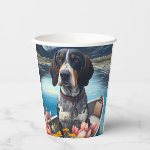 Bluetick Coonhound on a Paddle: Ein Landschaftlich Pappbecher