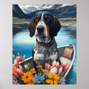 Bluetick Coonhound on a Paddle: Ein Landschaftlich Poster