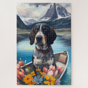 Bluetick Coonhound on a Paddle: Ein Landschaftlich Puzzle