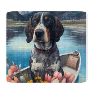 Bluetick Coonhound on a Paddle: Ein Landschaftlich Schneidebrett