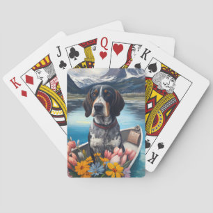 Bluetick Coonhound on a Paddle: Ein Landschaftlich Spielkarten
