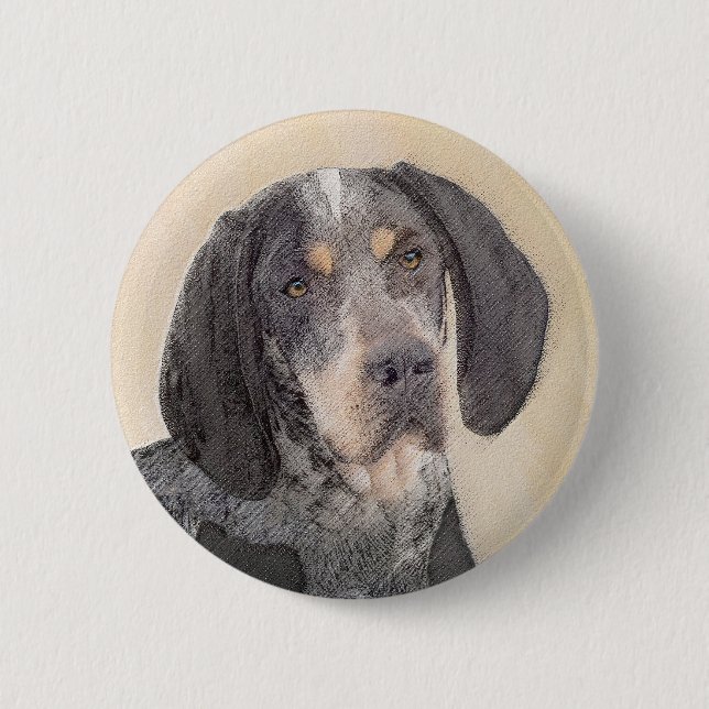 Bluetick Coonhound Painting - Niedlich Original Hu Button (Vorderseite)