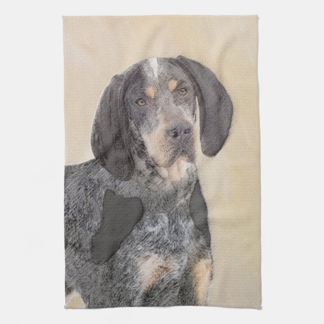 Bluetick Coonhound Painting - Niedlich Original Hu Geschirrtuch (Vertikal)