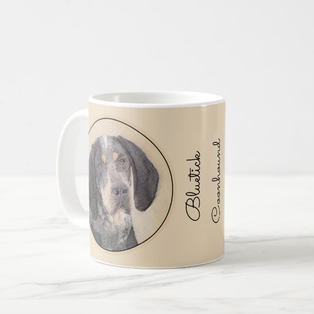 Bluetick Coonhound Painting - Niedlich Original Hu Kaffeetasse (Vorderseite Links)