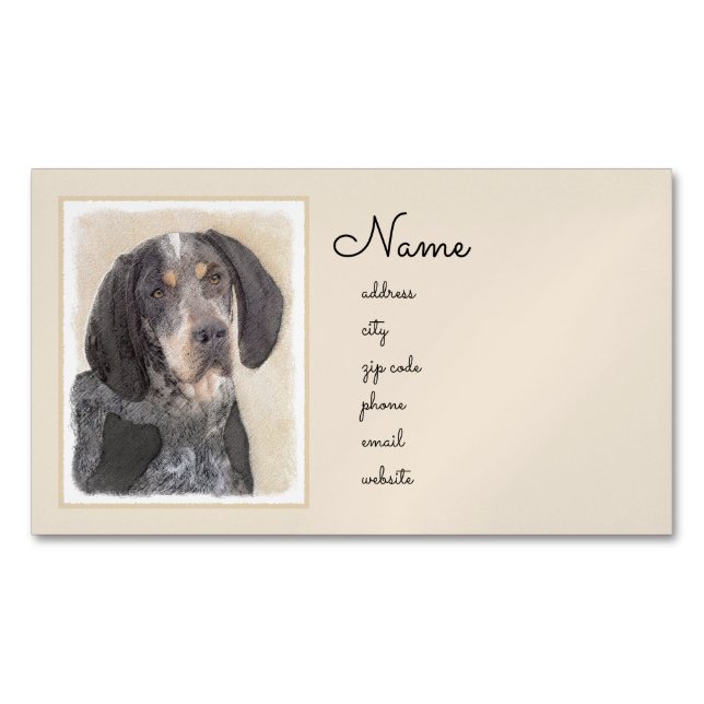 Bluetick Coonhound Painting - Niedlich Original Hu Magnetische Visitenkarte (Vorderseite)
