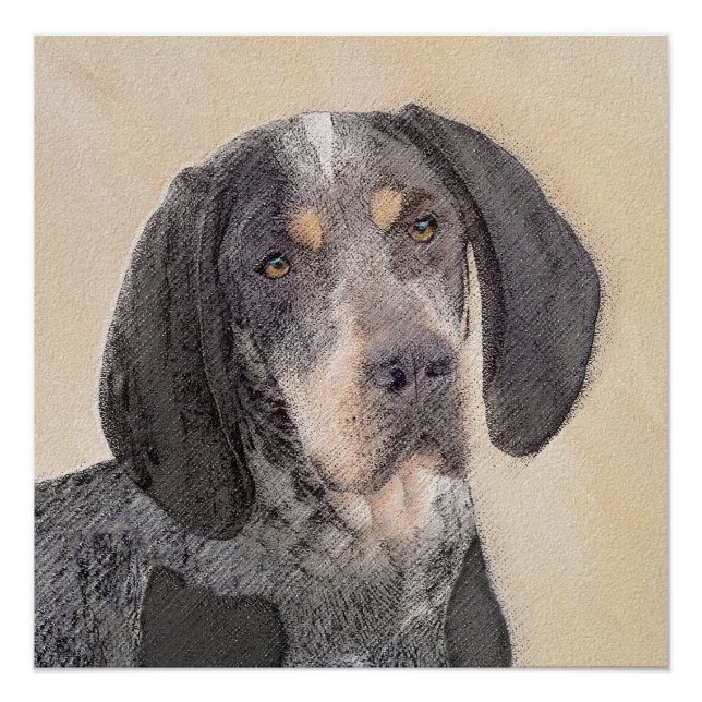 Bluetick Coonhound Painting - Niedlich Original Hu Poster (Vorderseite)
