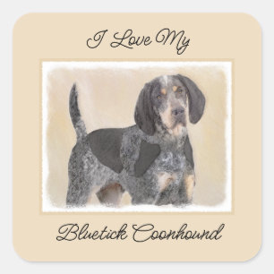 Bluetick Coonhound Painting - Niedlich Original Hu Quadratischer Aufkleber