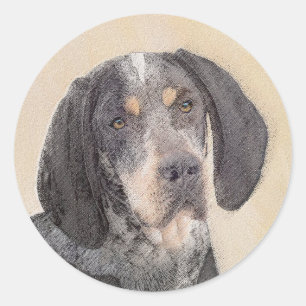 Bluetick Coonhound Painting - Niedlich Original Hu Runder Aufkleber