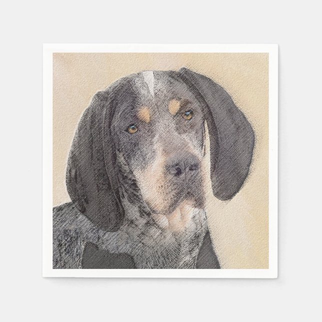 Bluetick Coonhound Painting - Niedlich Original Hu Serviette (Vorderseite)