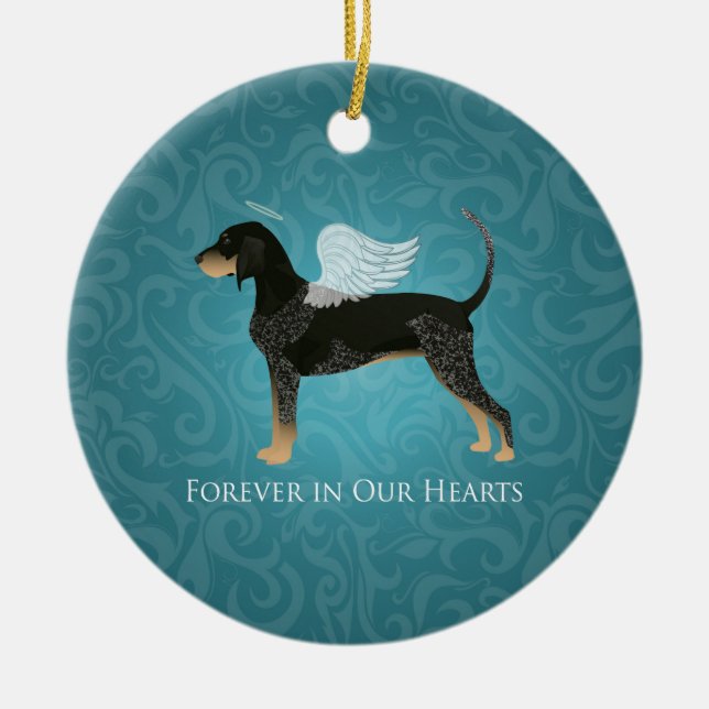 Bluetick Coonhound Pet Memorial Angel Dog Keramikornament (Vorne)
