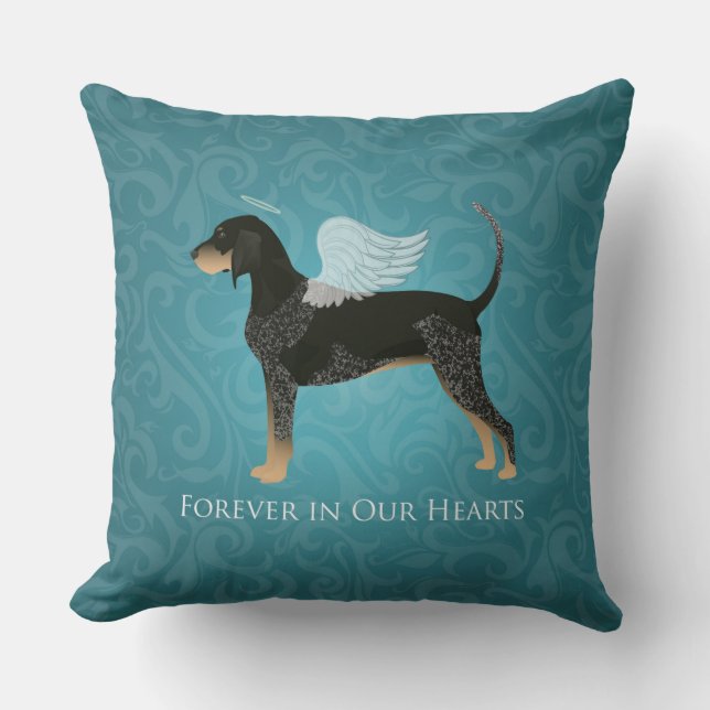 Bluetick Coonhound Pet Memorial Angel Dog Kissen (Vorderseite)