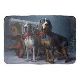 Bluetick Coonhound Schneeschlitten Weihnachtsdekor Badematte
