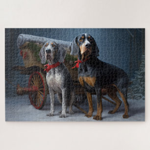 Bluetick Coonhound Schneeschlitten Weihnachtsdekor Puzzle