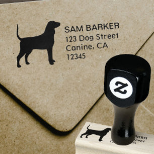 Bluetick Coonhound Silhouette Rücksendeadresse Gummistempel