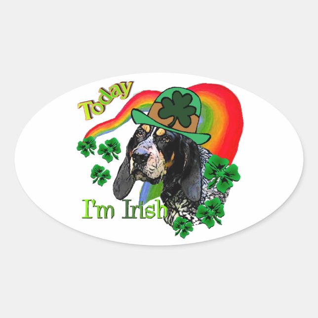 Bluetick Coonhound St Patricks Ovaler Aufkleber (Vorderseite)