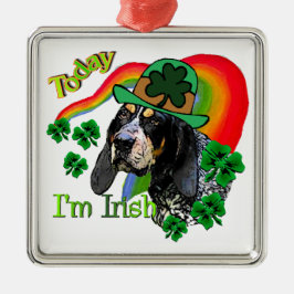 Bluetick Coonhound St Patricks Silbernes Ornament