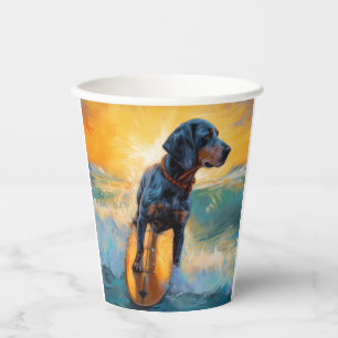 Bluetick Coonhound Strand Surfing Malerei Pappbecher