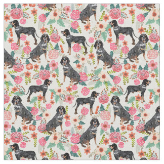 Bluetick Coonhound Vintage Blumencreme Stoff
