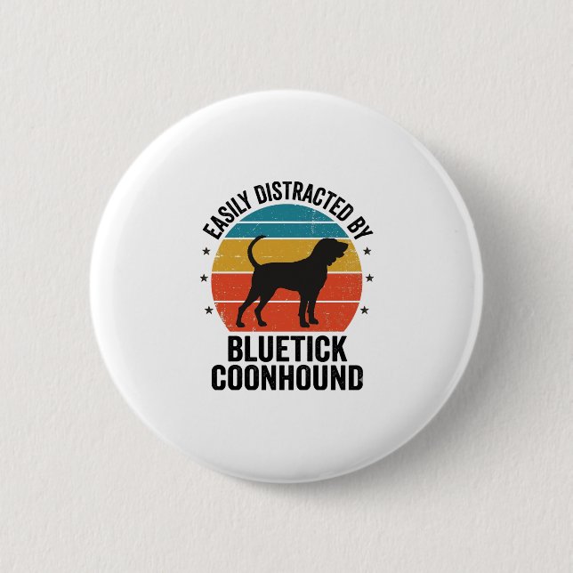 Bluetick Coonhound Vintage-Hundefan-Shirt-Design_ Button (Vorderseite)