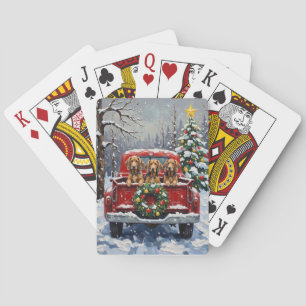 Bluetick Coonhound Weihnachten Rotes Lastwagen Fer Spielkarten