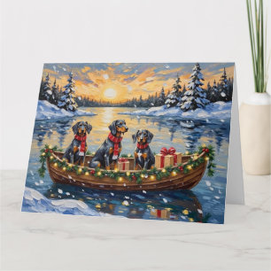 Bluetick Coonhound Weihnachtsboot Feiertag Karte