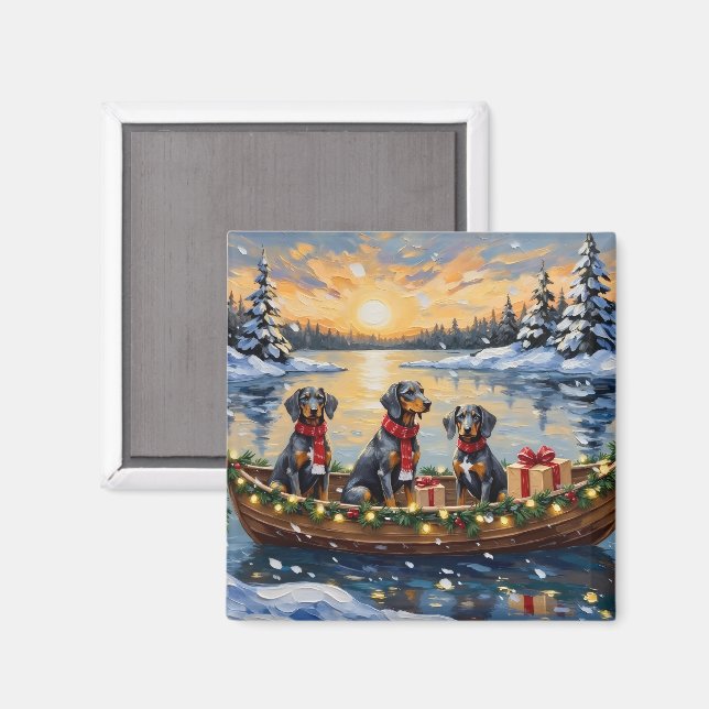 Bluetick Coonhound Weihnachtsboot Feiertag Magnet (Vorderseite/Rückseite)