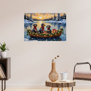Bluetick Coonhound Weihnachtsboot Feiertag Poster