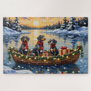 Bluetick Coonhound Weihnachtsboot Feiertag Puzzle