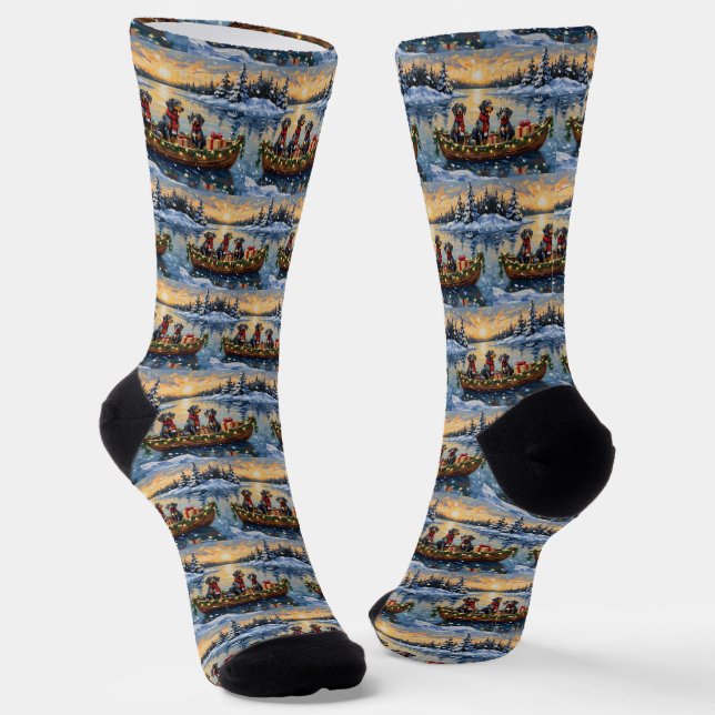 Bluetick Coonhound Weihnachtsboot Urlaub Socken (Gewinkelt)