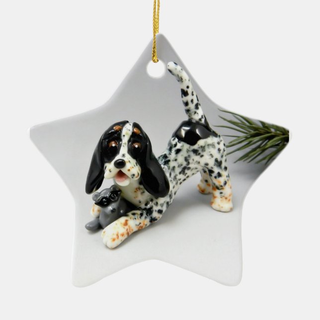 Bluetick Coonhound Weihnachtsdekoration Keramik Ornament (Vorne)